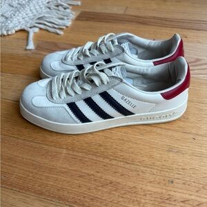Adidas Gazelle Cream and Burgundy Sneakers